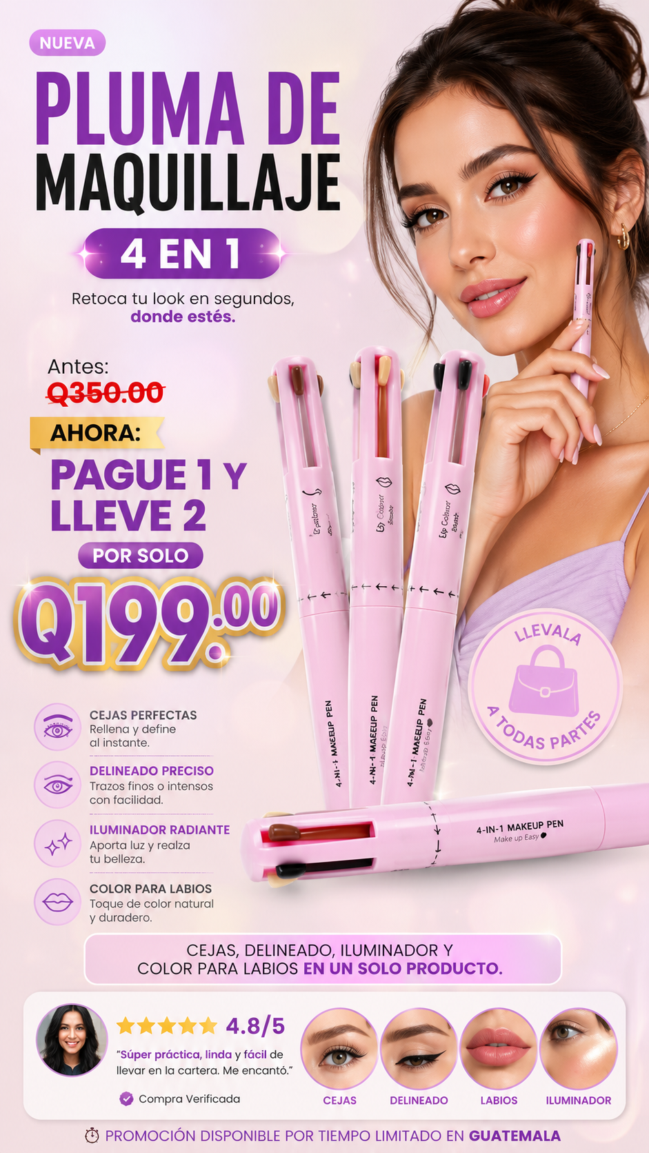 Lápiz De Maquillaje 4 En 1 Lápiz De Maquillaje Multifuncional