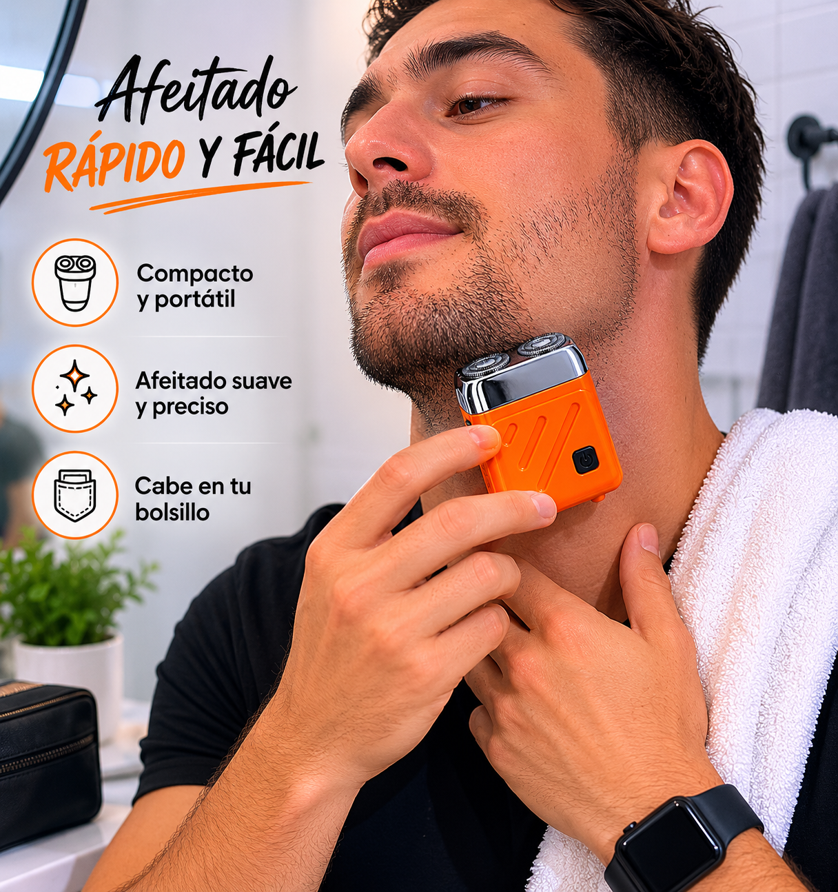 Afeitadora Eléctrica Portátil Mini con Doble Cuchilla Flotante para Hombres